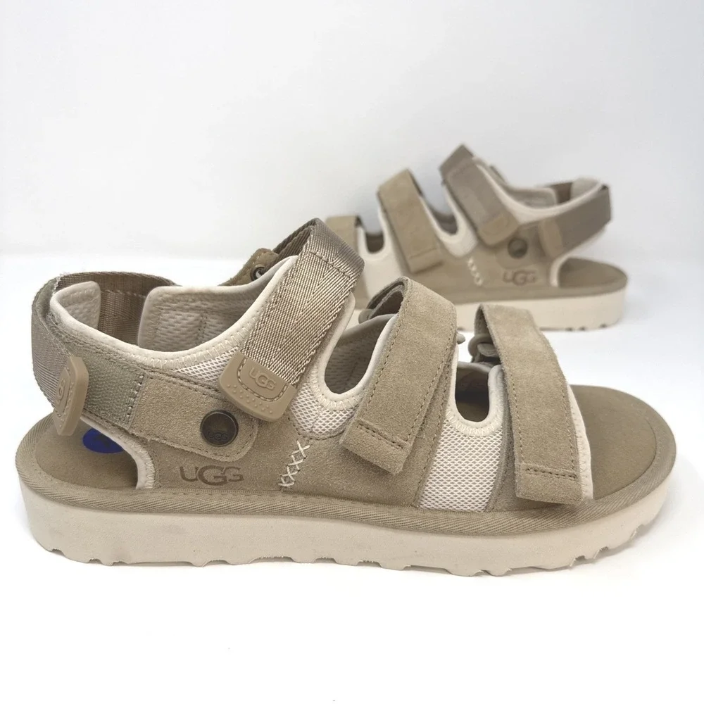 UGG GoldenGlow‎ Mens Size 10 Sandal Sand Tan Suede Mesh Strappy 1153095 NEW